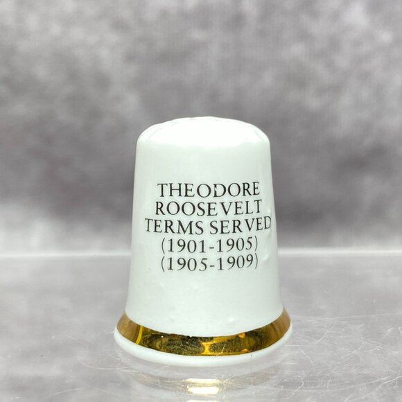 Theodore Roosevelt Commemorative Thimble Fine Bone China By Finsbury England - Picture 5 of 8
